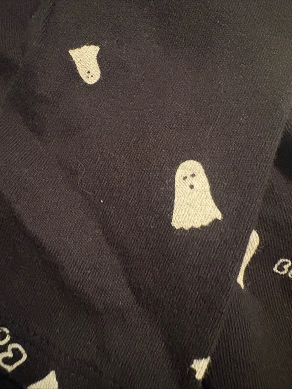 Old Navy Black Long-Sleeve Ghost Print Dress